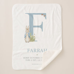 Manta Sherpa Peter Rabbit   Letra F personalizada
