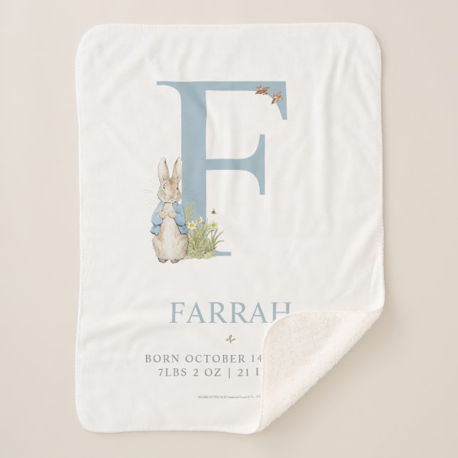 Manta Sherpa Peter Rabbit | Letra F personalizada (Anverso)