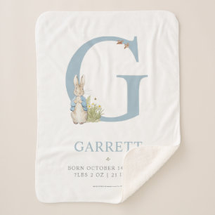 Manta Sherpa Peter Rabbit   Letra G personalizada