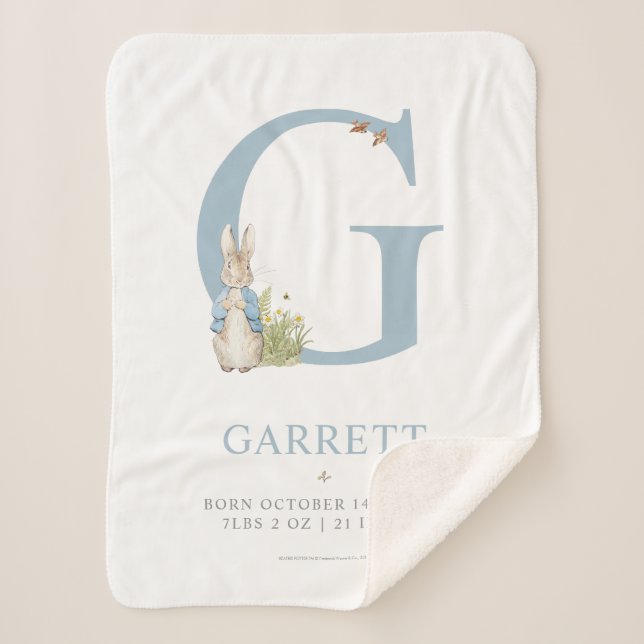 Manta Sherpa Peter Rabbit | Letra G personalizada (Anverso)