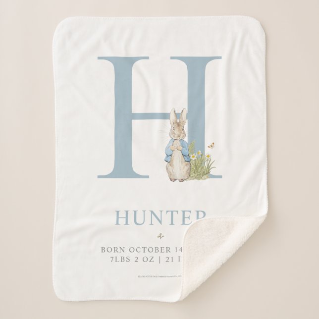 Manta Sherpa Peter Rabbit | Letra personalizada H (Anverso)