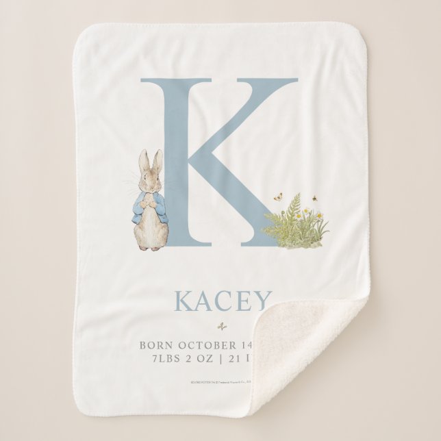 Manta Sherpa Peter Rabbit | Letra personalizada K (Anverso)