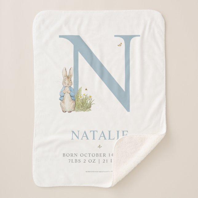Manta Sherpa Peter Rabbit | Letra personalizada N (Anverso)