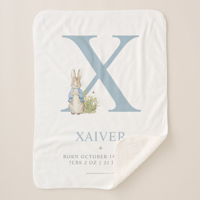 Manta Sherpa Peter Rabbit | Letra personalizada X (Anverso)
