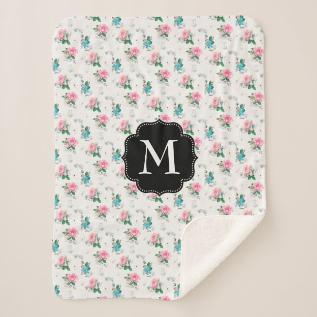 Manta Sherpa Peter Rabbit | Olvídenme No Patrón Floral (Anverso)