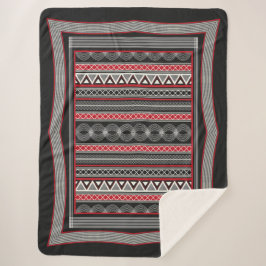 Manta Sherpa Phaistos Ritual: Minoan Black & Red Sherpa Blanket