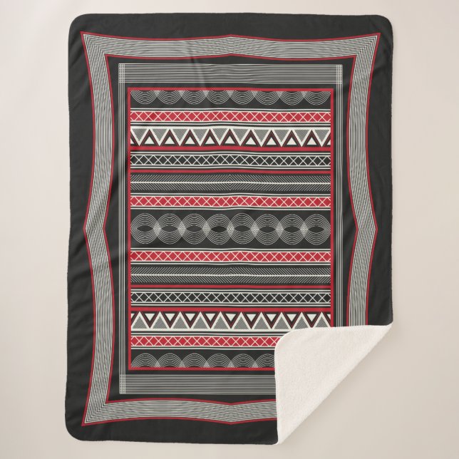 Manta Sherpa Phaistos Ritual: Minoan Black & Red Sherpa Blanket (Anverso)