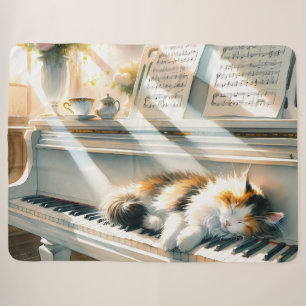 Manta Sherpa Piano de Gato Cottagecore Soñado Iluminado por el