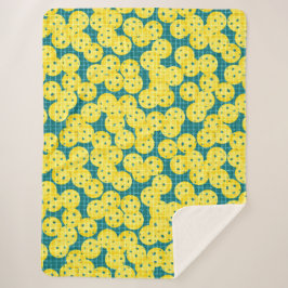 Manta Sherpa Pickleball es la vida - Amarillo sobre turquesa 