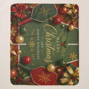 Manta Sherpa Pickleball Navidad en la cancha