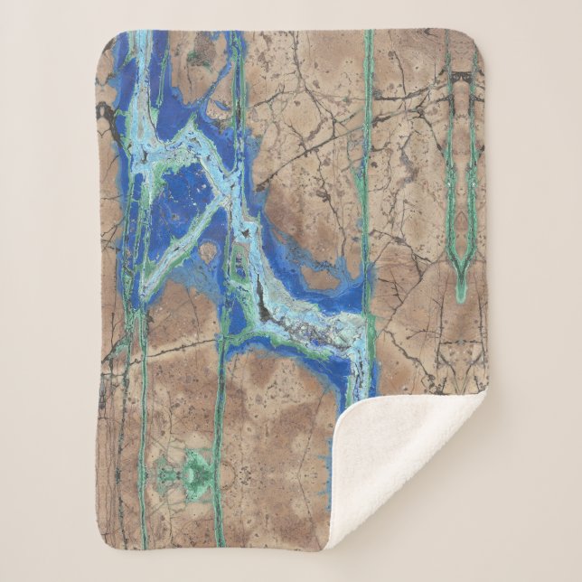 Manta Sherpa Piedra azurita beige y turquesa (Anverso)