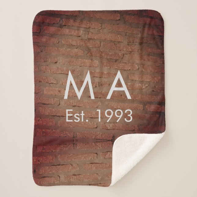 Manta Sherpa Piedra de ladrillo rústico marrón añadir nombre fe (Anverso)