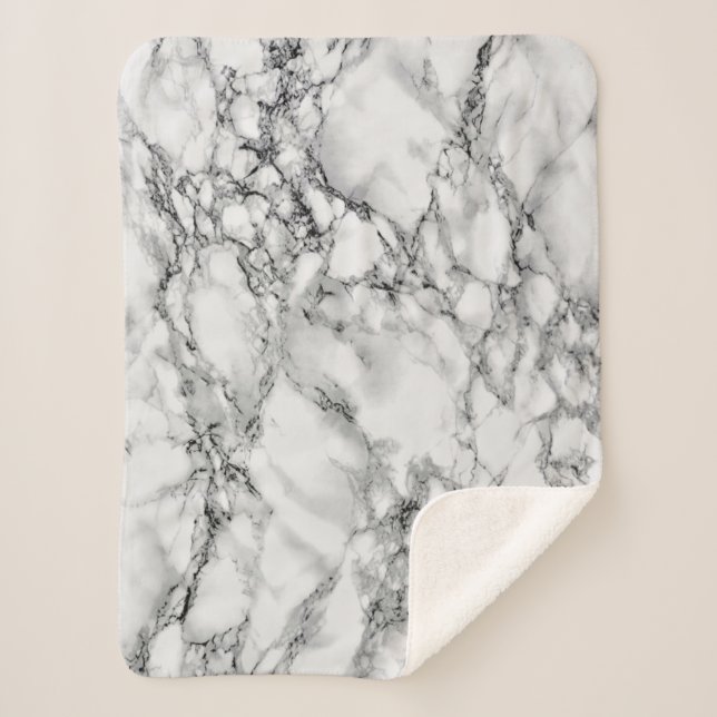Manta Sherpa Piedra de mármol blanco de moda (Anverso)