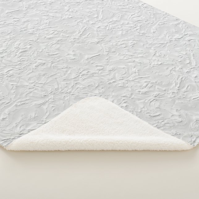 Manta Sherpa Piedra texturizada blanca, arte abstracto monocrom (3/4)