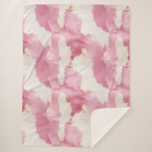 Manta Sherpa Piel de vaca blanco rosado