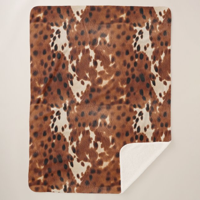 Manta Sherpa Piel de vaca de Cowboy Black de Brown Occidental (Anverso)