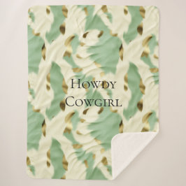 Manta Sherpa Piel de vaca Mint Green Cream Gold