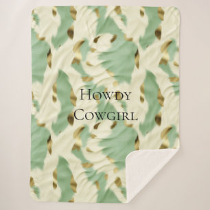 Manta Sherpa Piel de vaca Mint Green Cream Gold