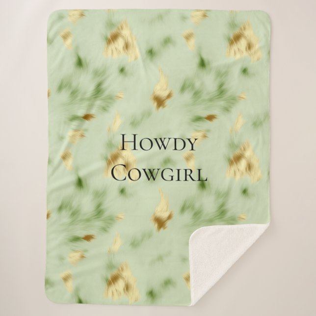 Manta Sherpa Piel de vaca Mint Green Gold (Anverso)