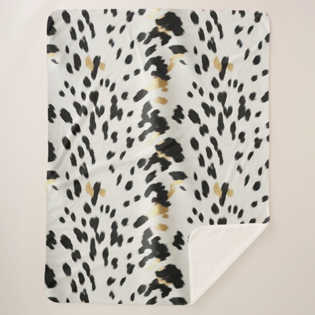 Manta Sherpa Piel de vaca occidental del Oro Blanco Negro (Anverso)