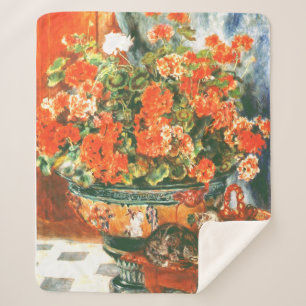 Manta Sherpa Pierre-Auguste Renoir Geraniums And Cats