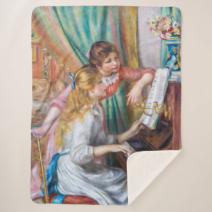 Manta Sherpa Pierre Auguste Renoir - Jóvenes Chicas en el piano