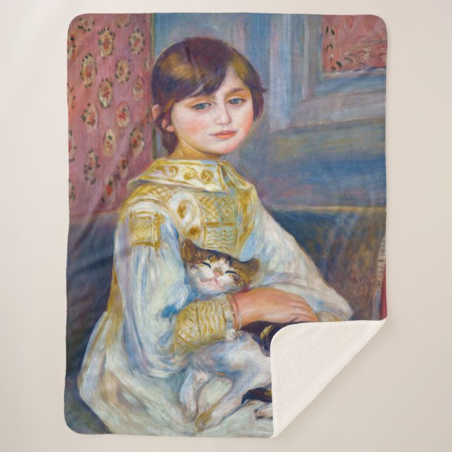 Manta Sherpa Pierre-Auguste Renoir - Niño con gato (Anverso)