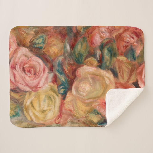 Manta Sherpa Pierre-Auguste Renoir - Rosas (Anverso (horizontal))