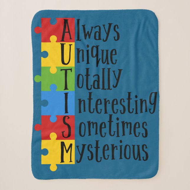 Manta Sherpa Piezas de autismo (Anverso)