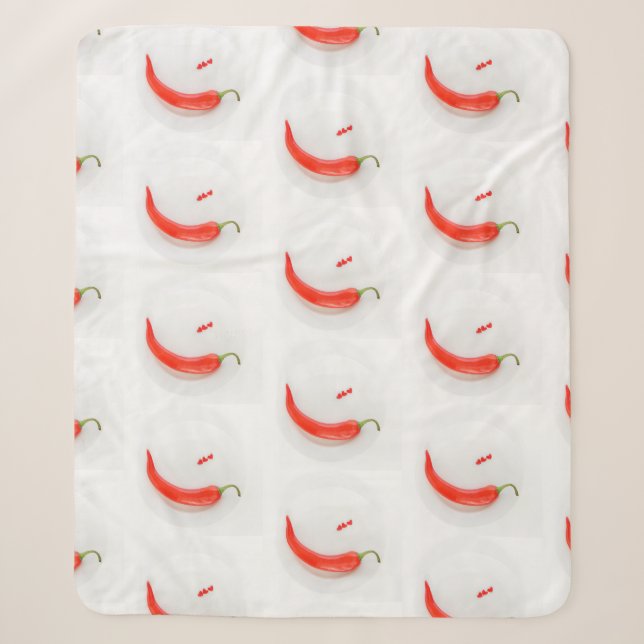 Manta Sherpa Pimienta caliente Corazón rojo blanco (Anverso)