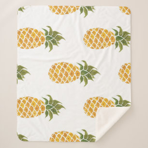 Manta Sherpa Piñas pintadas a mano, fondo de acuarela.