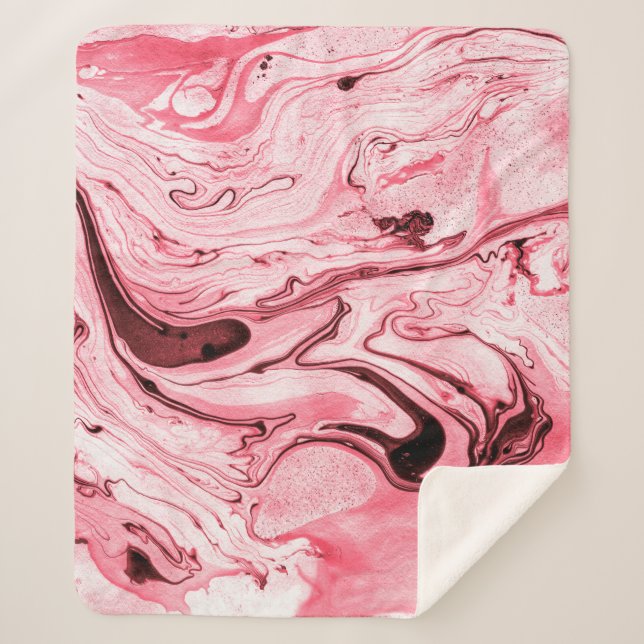 Manta Sherpa Pincel de agua monocromo abstracto,Futuristi rojo (Anverso)