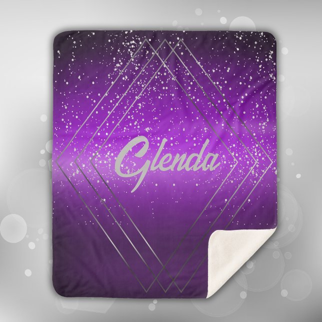 Manta Sherpa Pincel púrpura moderno Metalizado con monograma pl (Subido por el creador)
