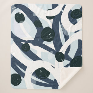 Manta Sherpa Pinceles abstractos de color azul y marino que pin