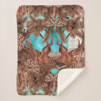 Manta Sherpa Pine Stag Sherpa Blanket LightBlue