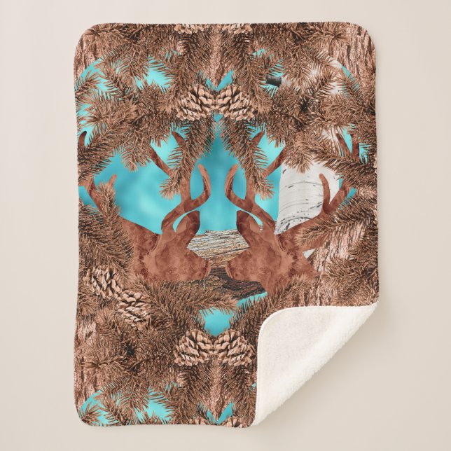 Manta Sherpa Pine Stag Sherpa Blanket Lightblue (Anverso)