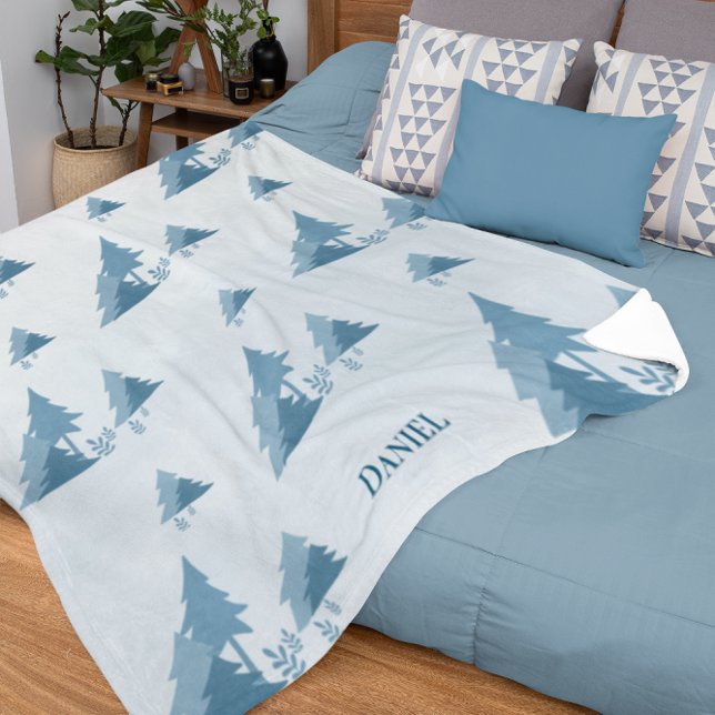 Manta Sherpa Pine Woods | Invierno | Nombre personalizado (Subido por el creador)