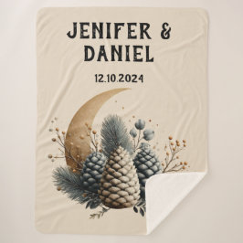 Manta Sherpa Pinecones y amor por el invierno de la luna crecie