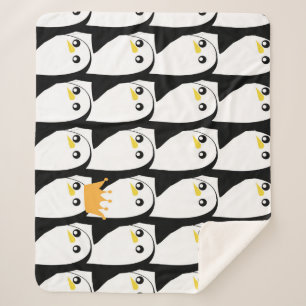 Manta Sherpa Pingüino de historietas: Vintage blanco negro