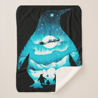 Manta Sherpa Pingüino personalizado | Tarjeta de cumpleaños