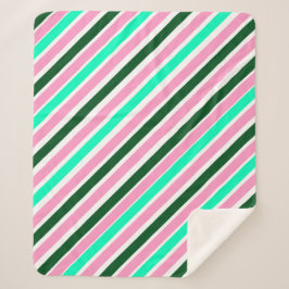 Manta Sherpa Pink and Green Christmas Candy Stripes 
