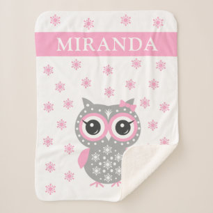 Manta Sherpa Pink Cute Little Owen Girl Sherpa Blanket