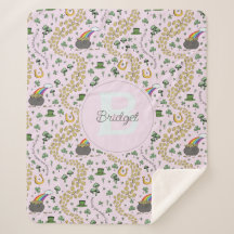 Pink Cute n' Curvy Shamrock Nombre del bebé St Pat