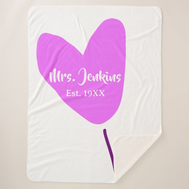 Manta Sherpa Pink heart balloon Mrs add name est. Add year love (Anverso)