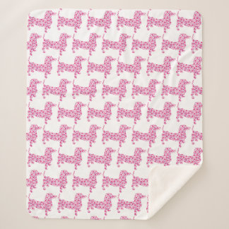 Manta Sherpa Pink Hearts Dachshunds