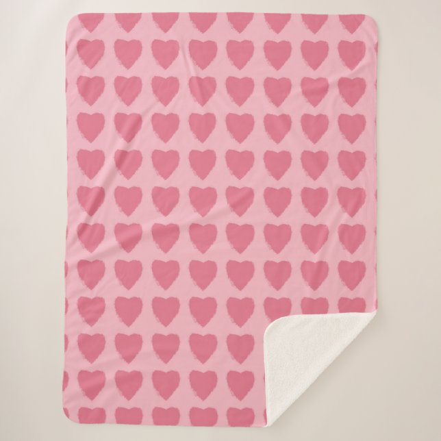 Manta Sherpa Pink Hearts Seamless Pattern (Anverso)