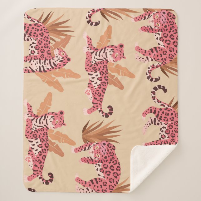 Manta Sherpa Pink Jaguar: La ventisca inmaculada (Anverso)