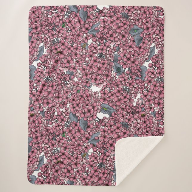 Manta Sherpa Pink Lilac Garden (Anverso)