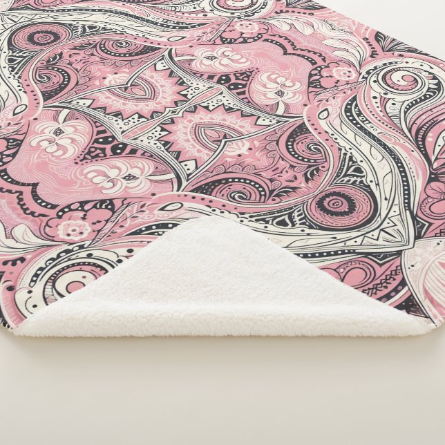 Manta Sherpa Pink Paisley El estudio del hogar (3/4)