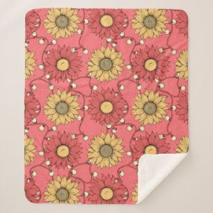 Manta Sherpa Pink Sunflowers Christmas